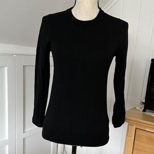 J. Crew Classic Black 100% Wool 3/4 Sweater with button detail